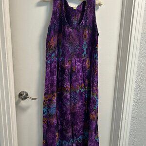 Purple Batik  Summer Sundress Size M to XL